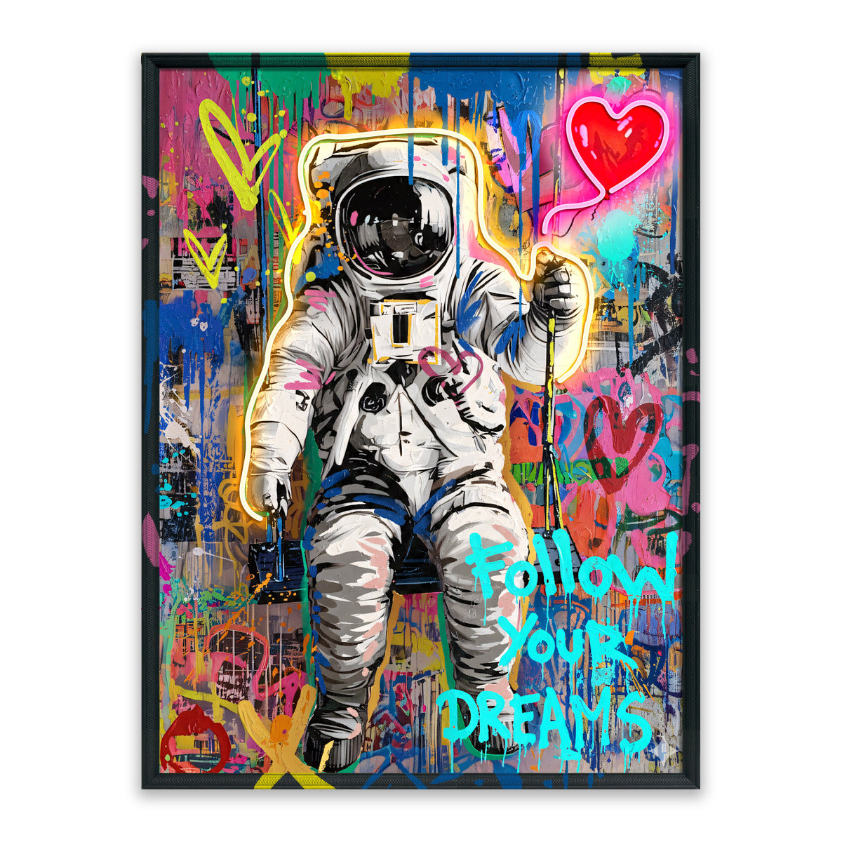 Follow Your Dreams – LED paveikslas, astronautas ant sūpynių