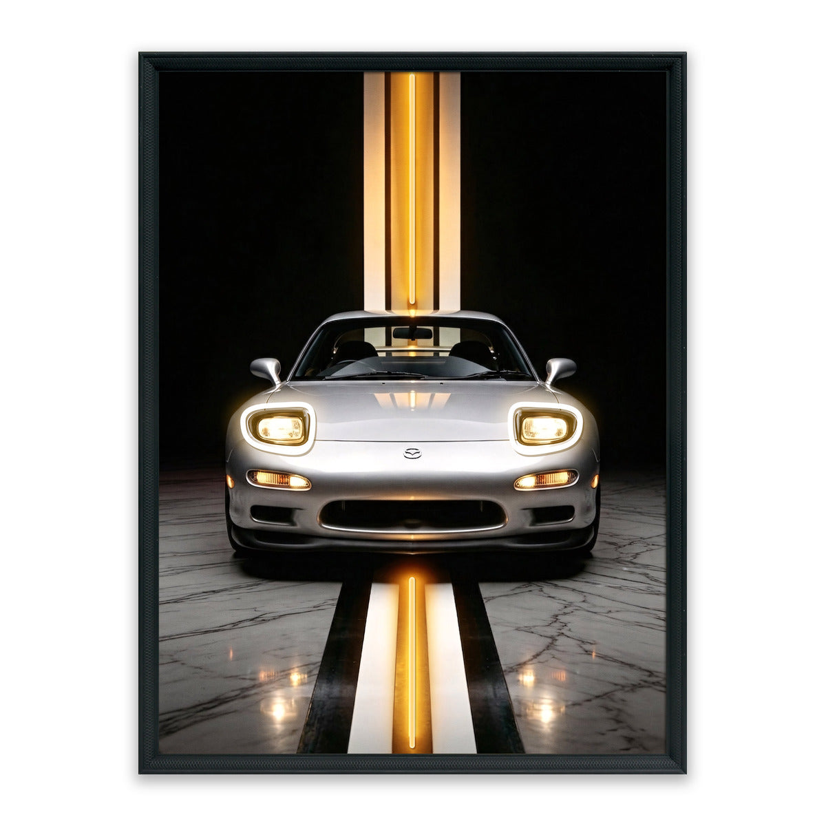 Golden Apex – LED paveikslas, sidabrinis japoniškas automobilis