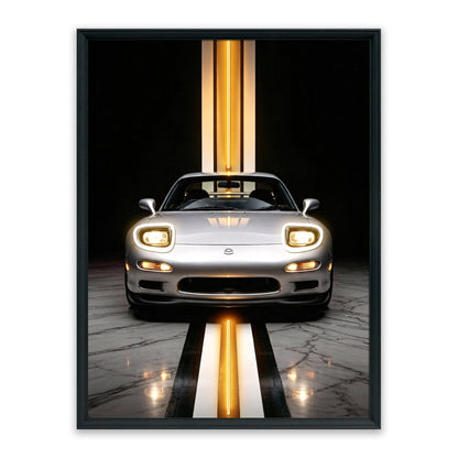 Golden Apex – LED paveikslas, sidabrinis japoniškas automobilis