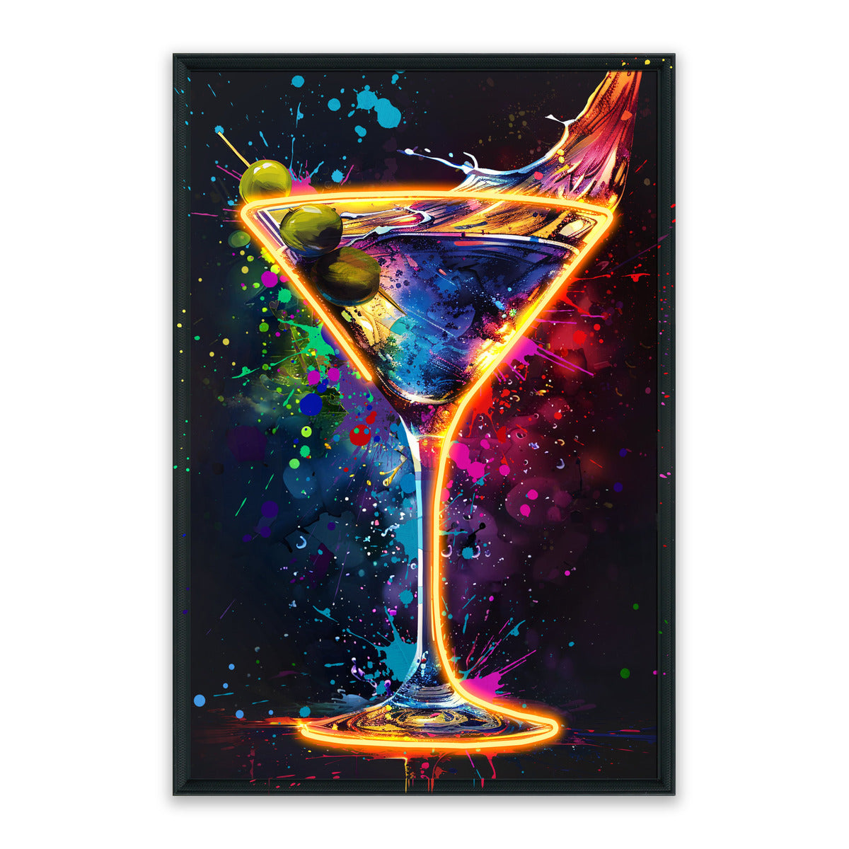 Golden Pour – LED paveikslas, martini taurė