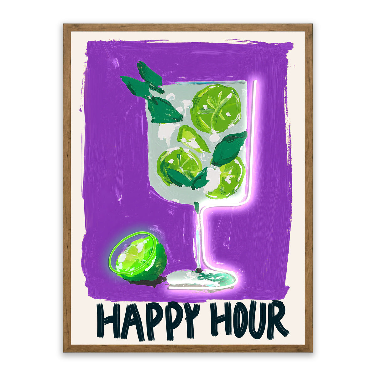 Happy Hour – LED paveikslas, žaliosios citrinos kokteilis