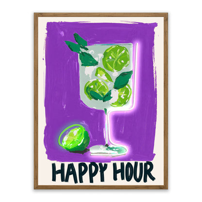 Happy Hour – LED paveikslas, žaliosios citrinos kokteilis