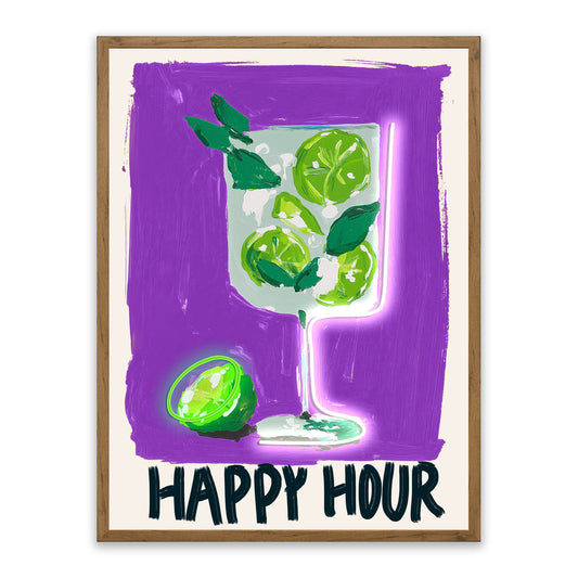 Happy Hour – LED paveikslas, žaliosios citrinos kokteilis