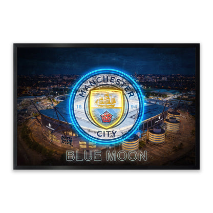 Manchester City – LED paveikslas, Etihad stadionas ir klubo ženklas