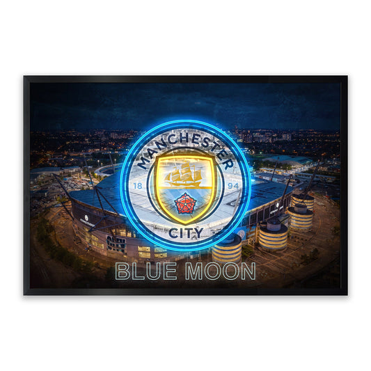 Manchester City – LED paveikslas, Etihad stadionas ir klubo ženklas