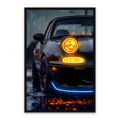 Midnight Roadster – LED paveikslas, juodas Mazda MX-5