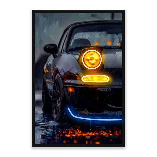 Midnight Roadster – LED paveikslas, juodas Mazda MX-5