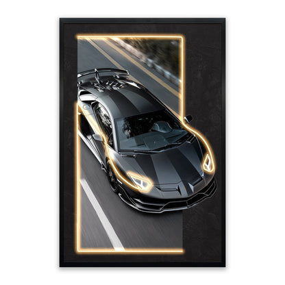 Midnight Velocity – LED paveikslas, juodas superautomobilis