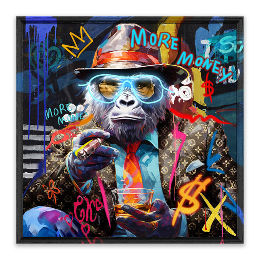 More Money – LED paveikslas, gorila su fedora