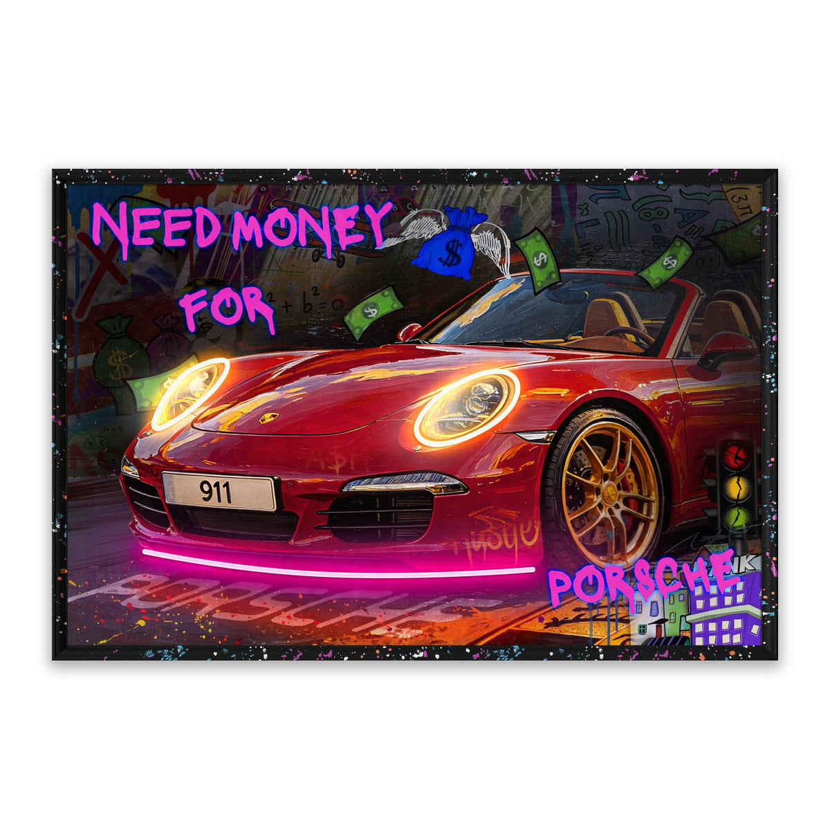 Need Money for Porsche – LED paveikslas, raudonas 911