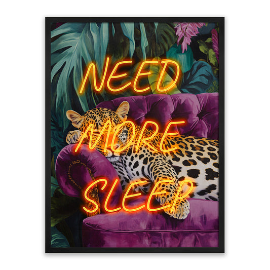 Need More Sleep – LED paveikslas, leopardas ant fotelio