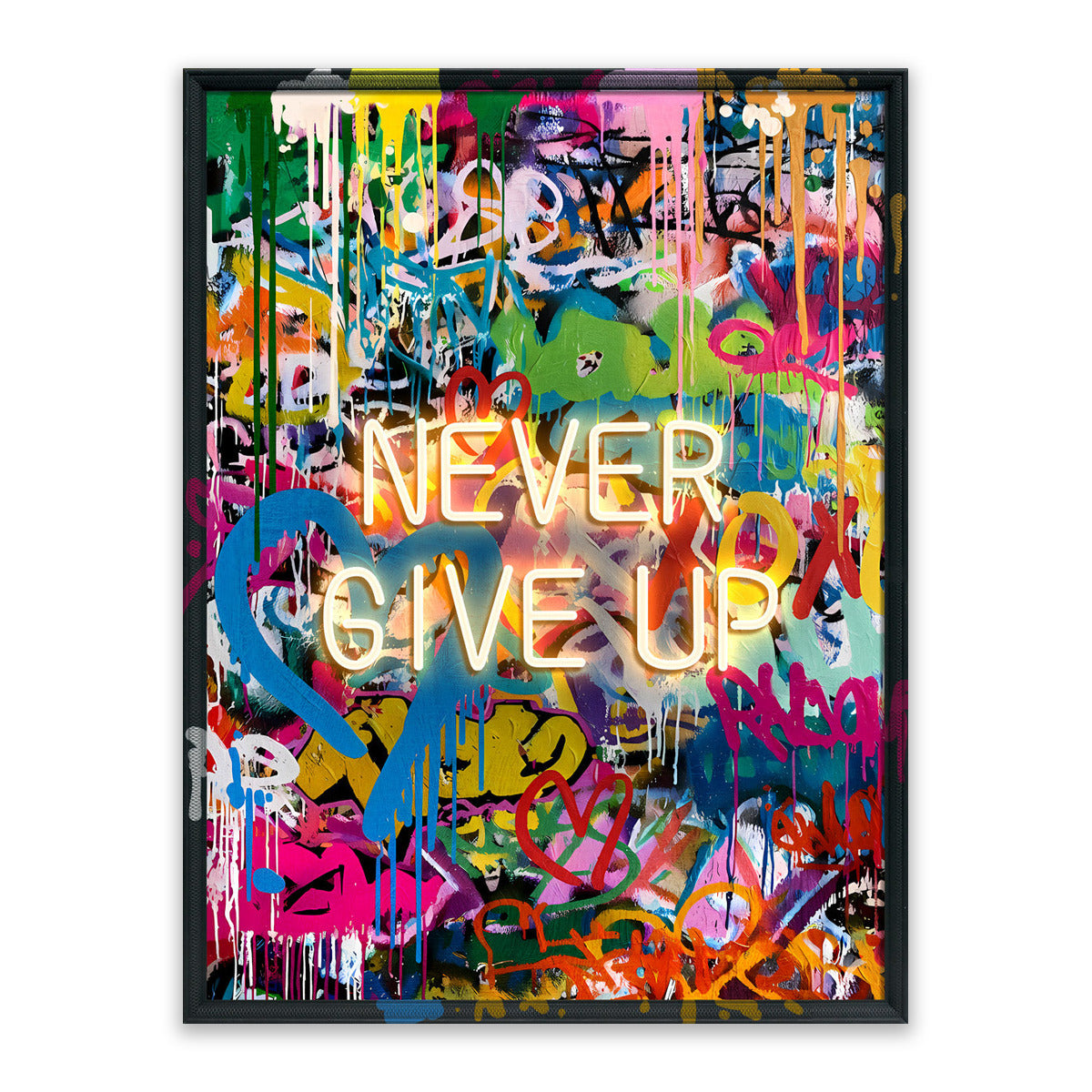 Never Give Up – LED paveikslas, motyvacinis grafiti