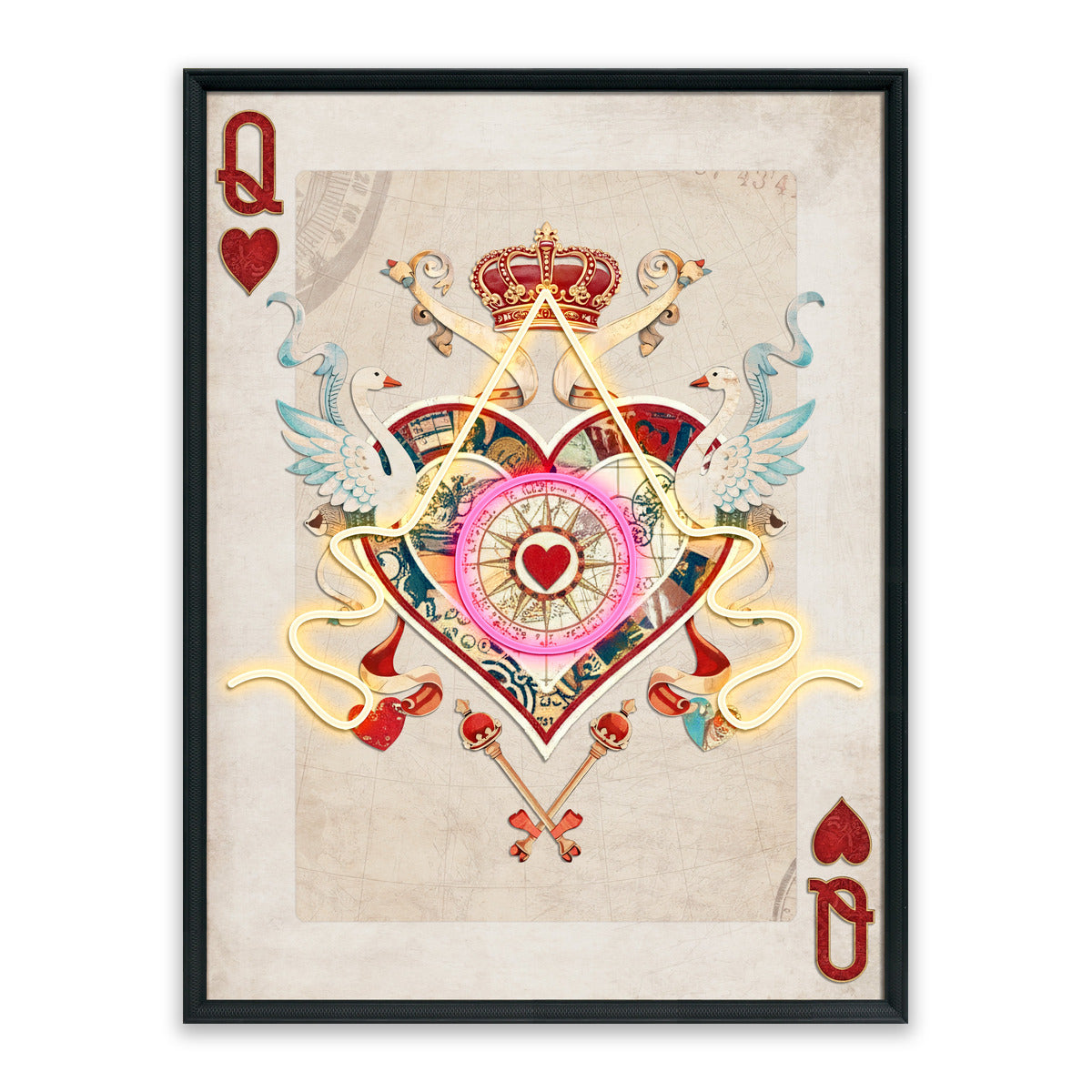 Queen of Hearts – LED paveikslas, širdžių dama