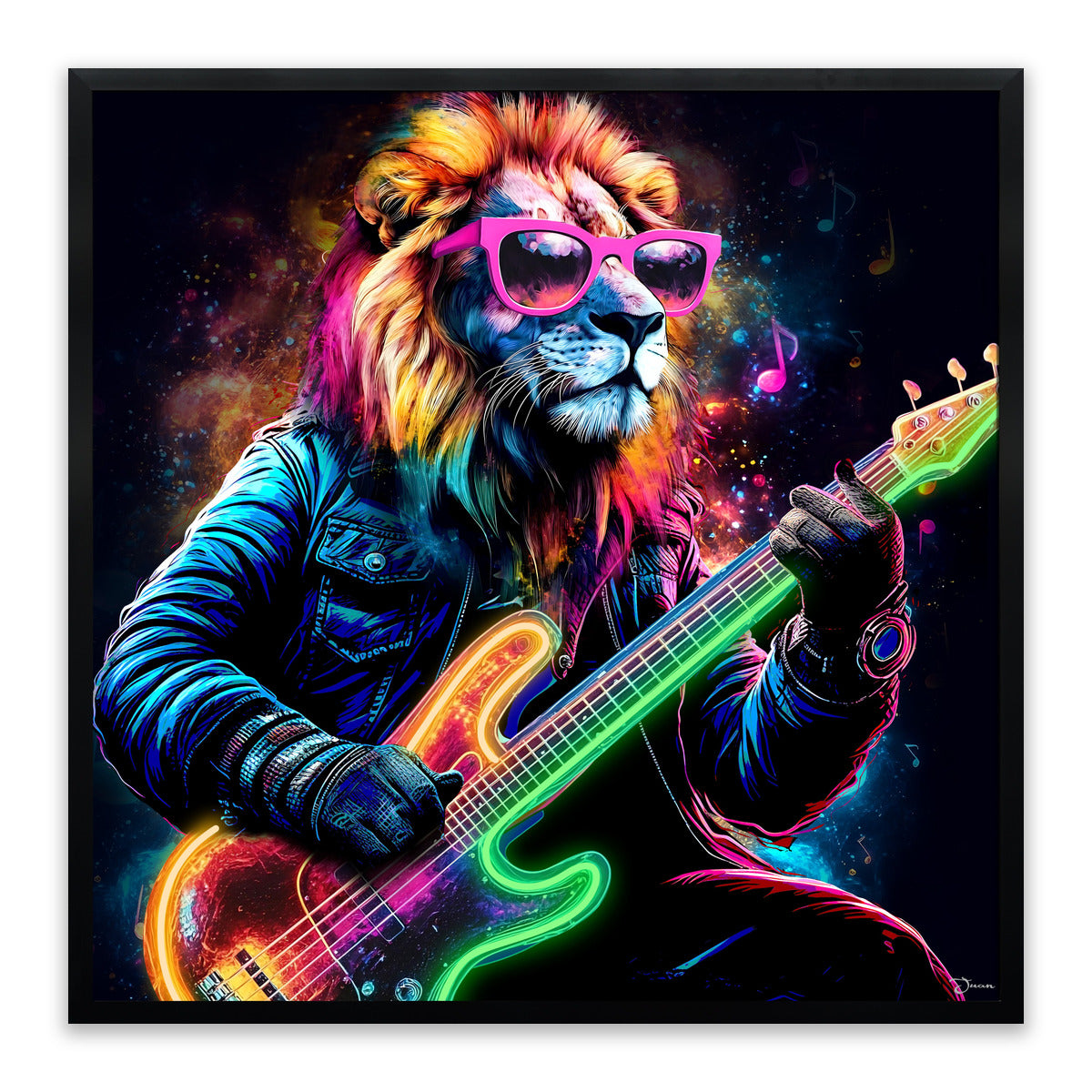 Rockstar Lion – LED paveikslas, liūtas rokeris