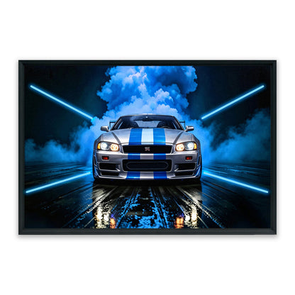 Skyline Legend – LED paveikslas, sidabrinis R34 GT-R