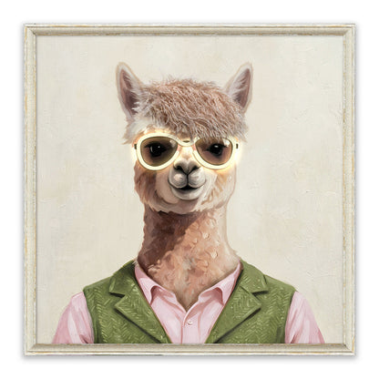 Stylish Llama – LED paveikslas, lama su neoniniais akiniais