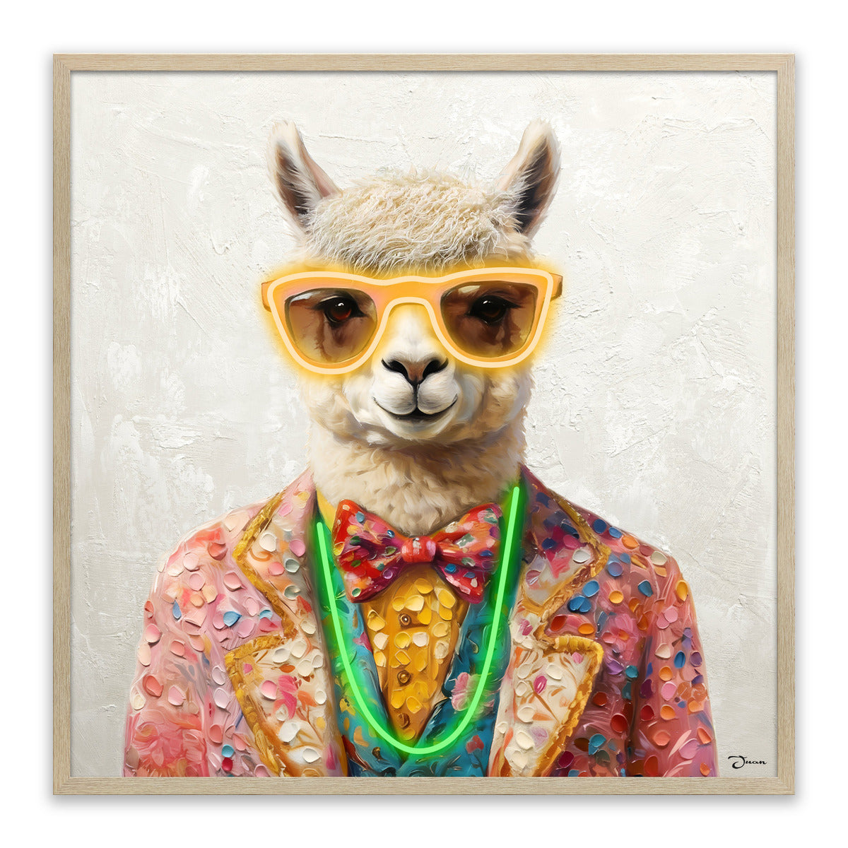 Stylish Llama – LED paveikslas, lama su peteliške