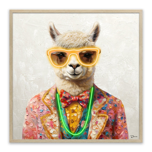 Stylish Llama – LED paveikslas, lama su peteliške