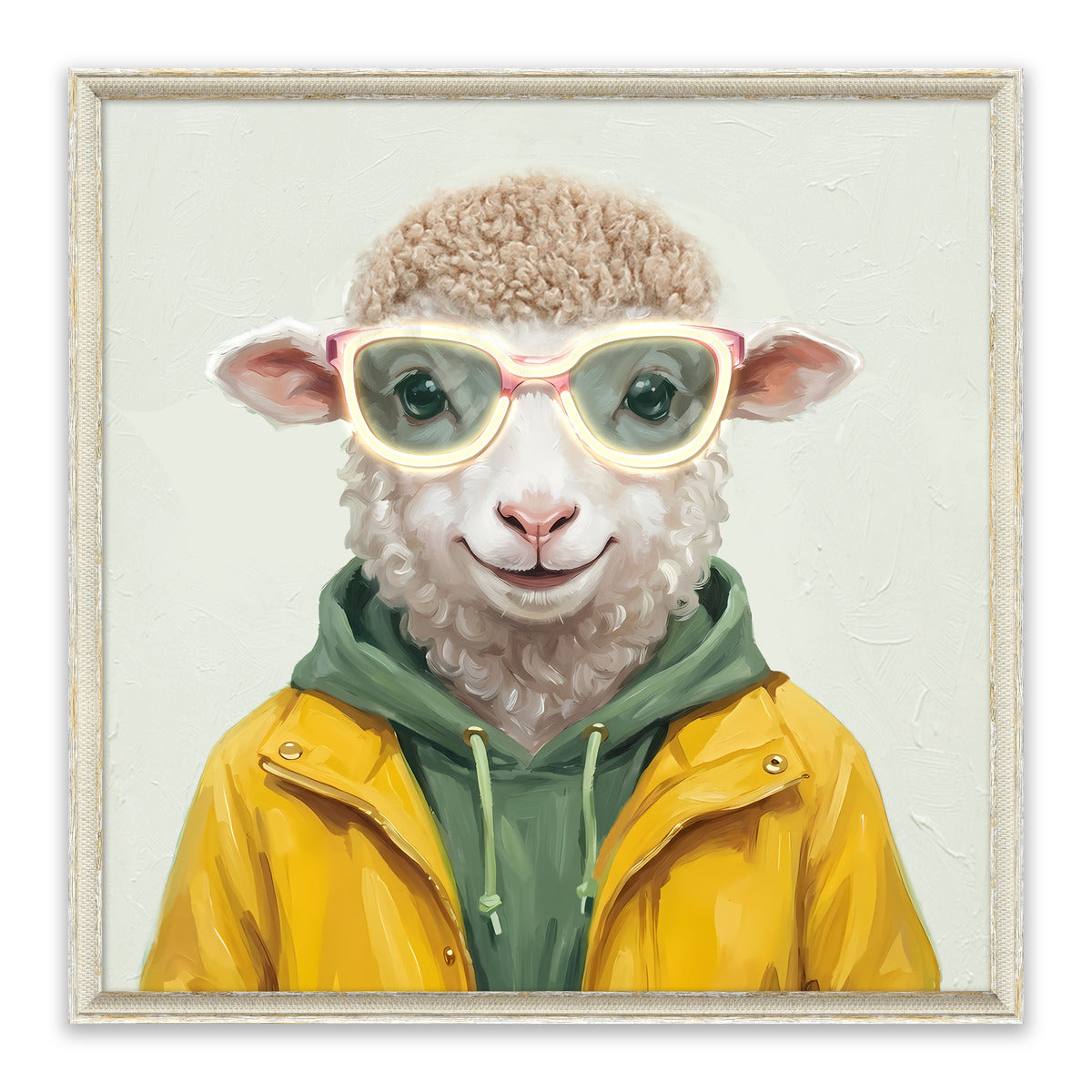 Stylish Sheep – LED paveikslas, avis su neoniniais akiniais