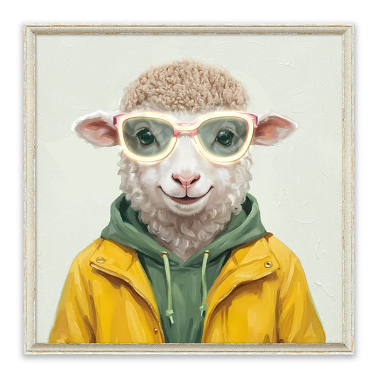 Stylish Sheep – LED paveikslas, avis su neoniniais akiniais